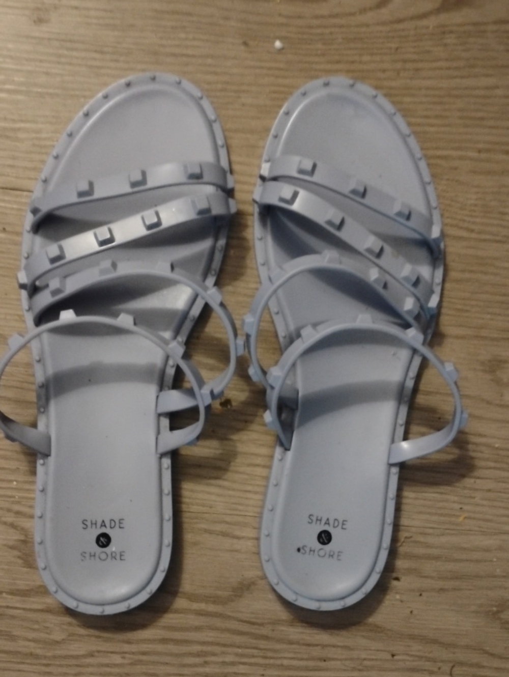 Shade & Shore Powder Blue Studded Multi-Strap Sandals